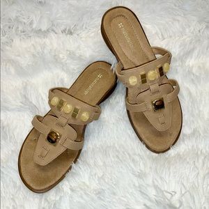 Naturalizer  Embellished Jamelia Slip on Thong Tan Sandal - Size 7W